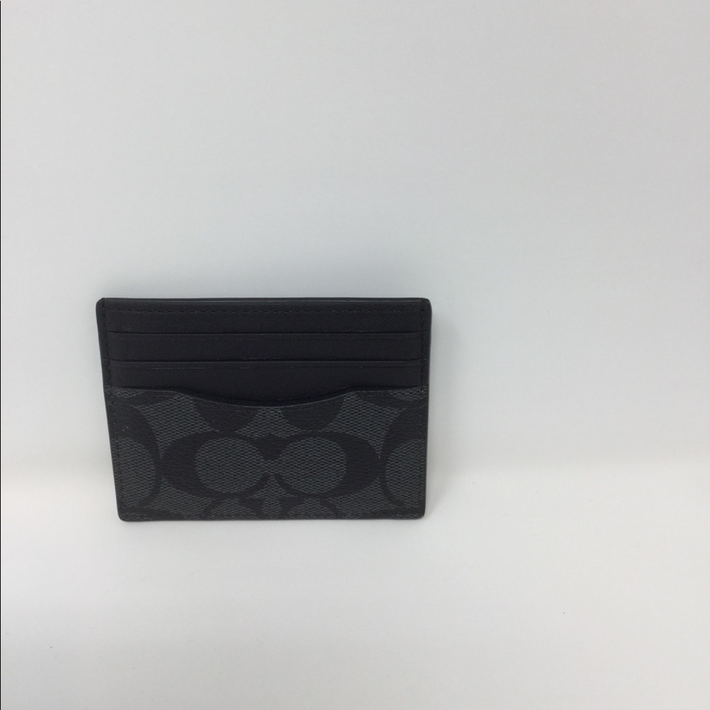 NWT Coach Signature Card Case Black Smoke F58110